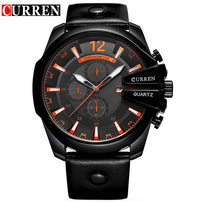 CURREN Top Brand Luxury Quartz Watch Golden Male Clock Leather Hodinky Reloj Hombre