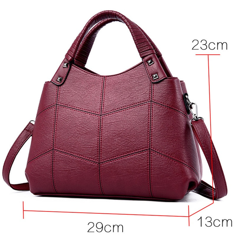 Leather Top-handle Shoulder Bag Bolsas Vintage Hand Bag Ladies