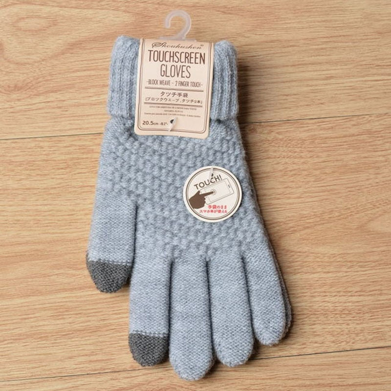 Winter Men/Women Warm Jacquard Stretch Knit Gloves Solid Magic