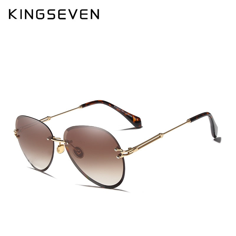 KINGSEVEN DESIGN Vintage Fashion Rimless Women Sunglasses Gradient Lens