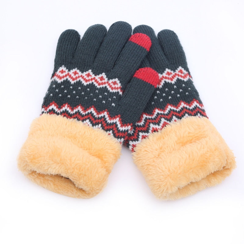 Winter Men/Women Warm Jacquard Stretch Knit Gloves Solid Magic