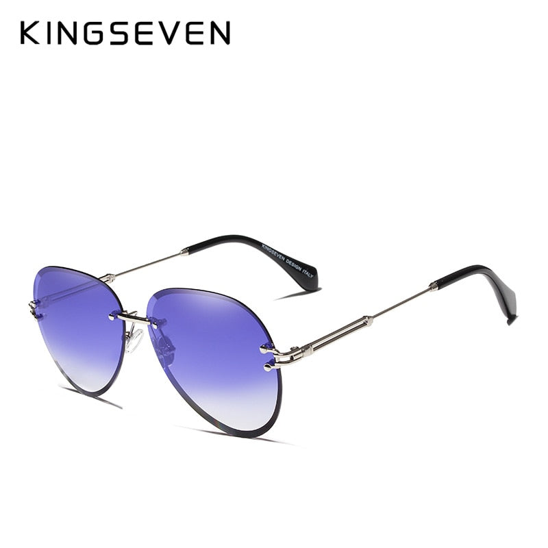 KINGSEVEN DESIGN Vintage Fashion Rimless Women Sunglasses Gradient Lens