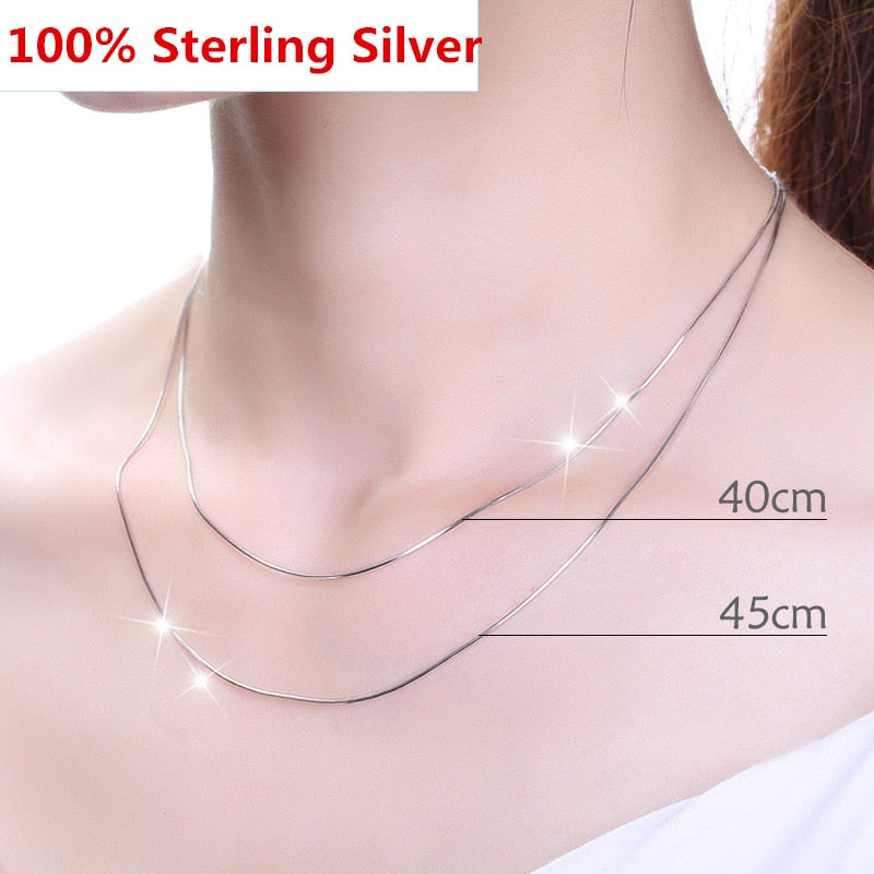 Genuine 925 Sterling Silver Base Chain Necklace