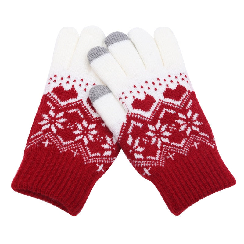 Winter Men/Women Warm Jacquard Stretch Knit Gloves Solid Magic