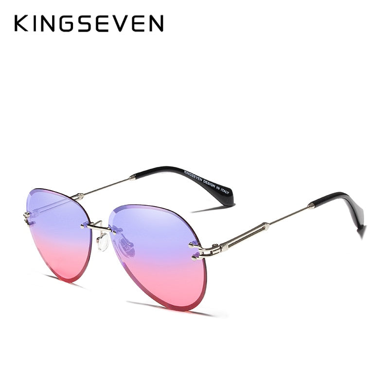 KINGSEVEN DESIGN Vintage Fashion Rimless Women Sunglasses Gradient Lens