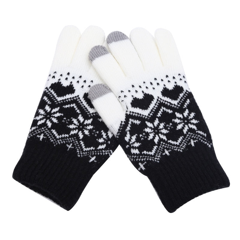 Winter Men/Women Warm Jacquard Stretch Knit Gloves Solid Magic