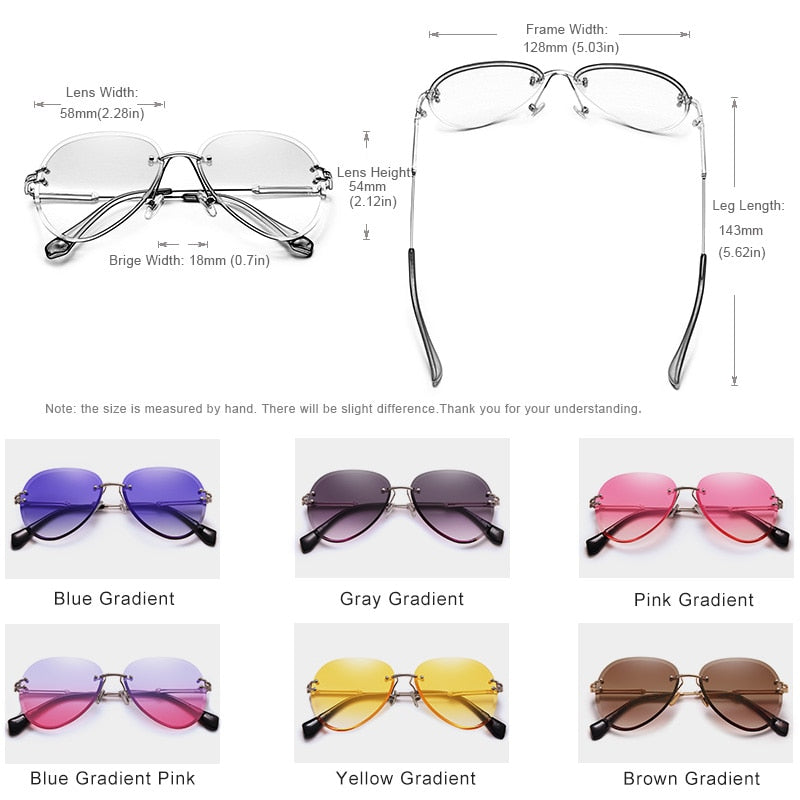 KINGSEVEN DESIGN Vintage Fashion Rimless Women Sunglasses Gradient Lens