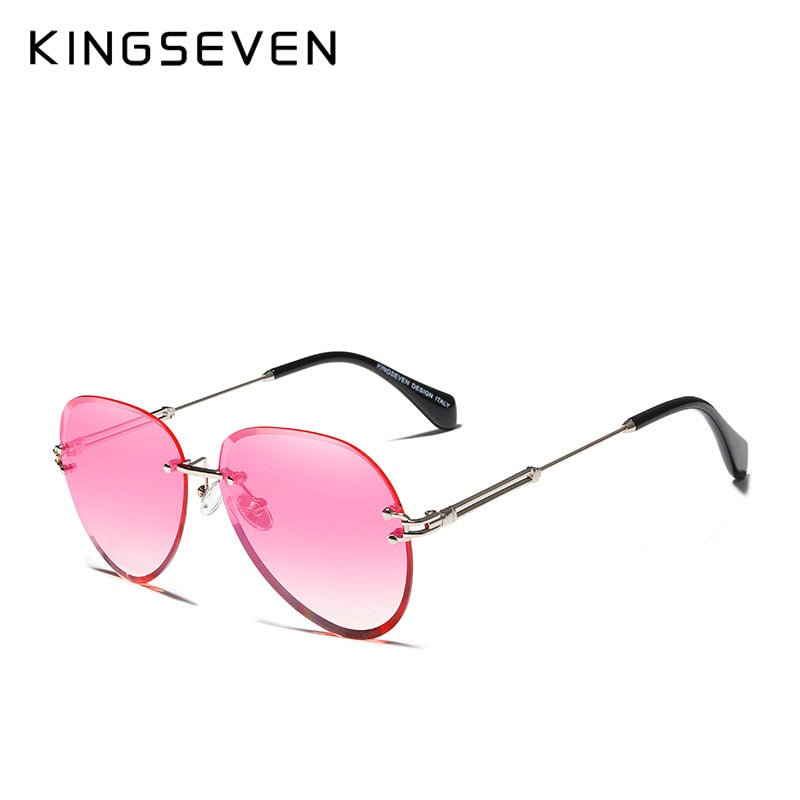 KINGSEVEN DESIGN Vintage Fashion Rimless Women Sunglasses Gradient Lens