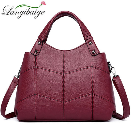 Leather Top-handle Shoulder Bag Bolsas Vintage Hand Bag Ladies