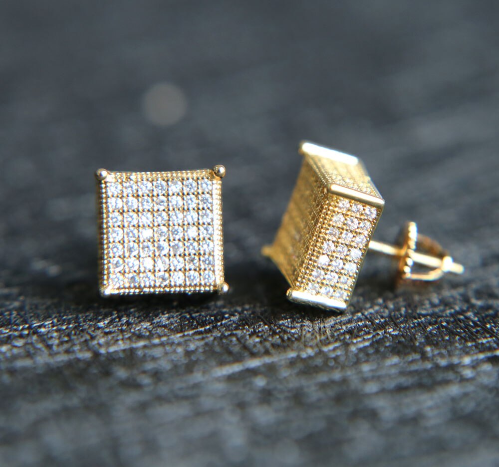 3 colors screw back micro pave cz earring for men