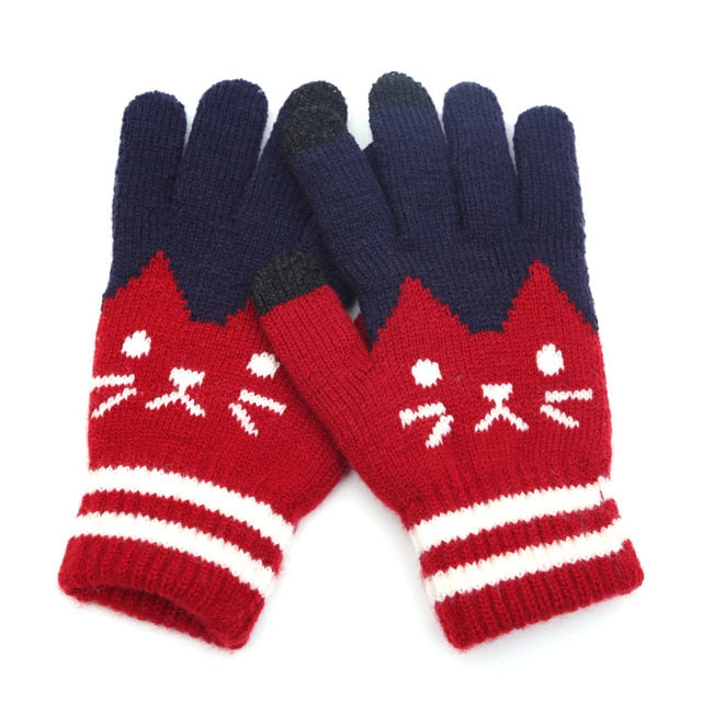 Winter Men/Women Warm Jacquard Stretch Knit Gloves Solid Magic