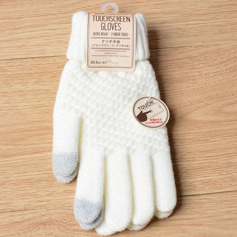 Winter Men/Women Warm Jacquard Stretch Knit Gloves Solid Magic