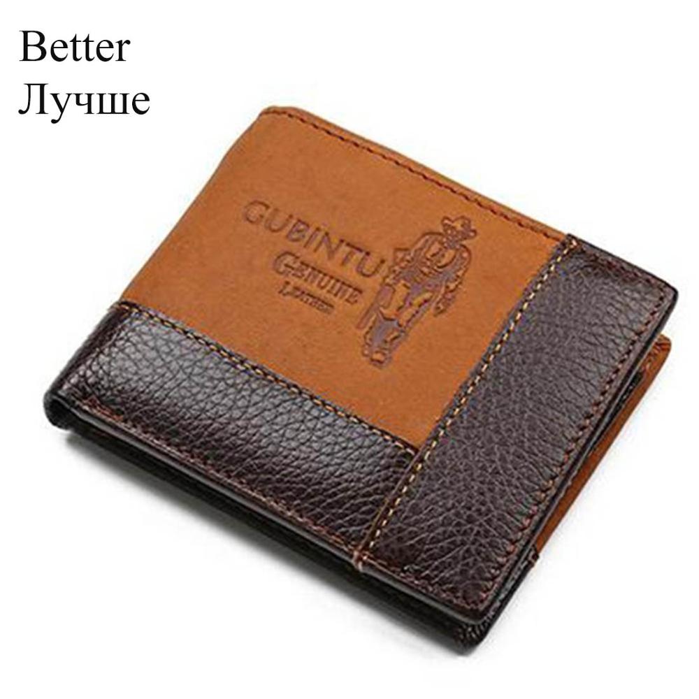 GUBINTU Genuine Leather Men Wallets Coin Pocket Zipper