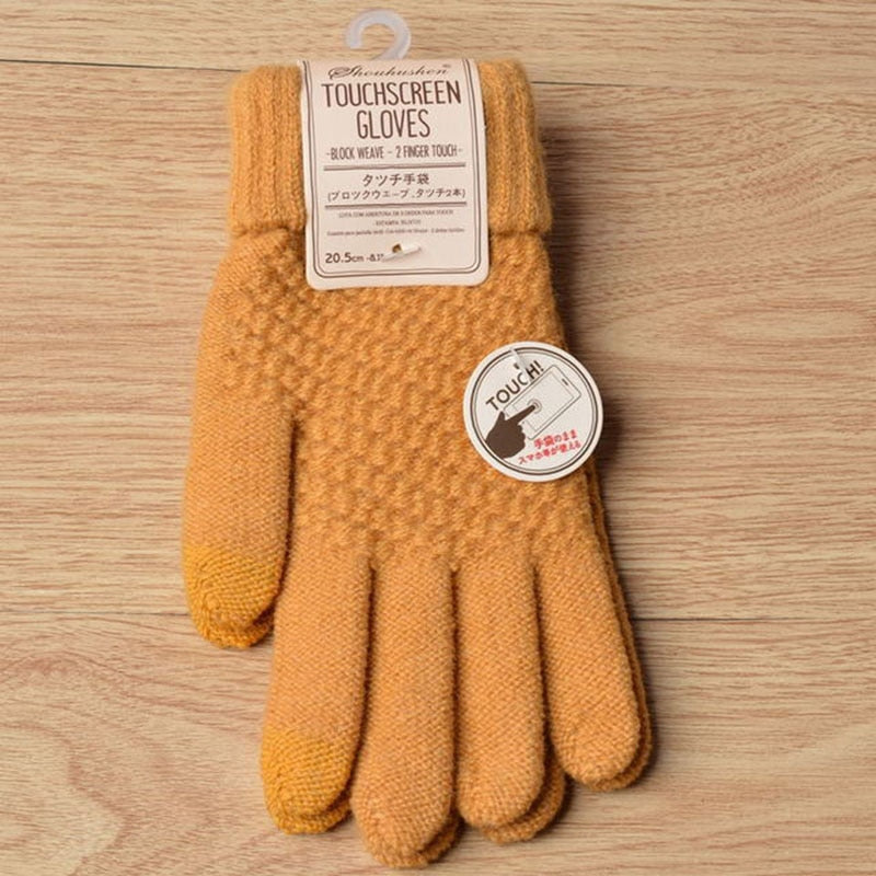 Winter Men/Women Warm Jacquard Stretch Knit Gloves Solid Magic