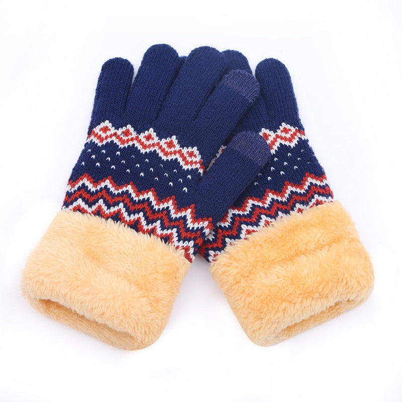 Winter Men/Women Warm Jacquard Stretch Knit Gloves Solid Magic