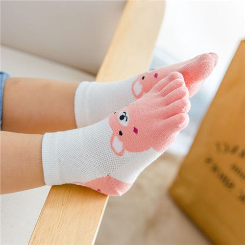 Cute Cartoon Bear Five Toes Socks Kids Socks Girl Boy Children