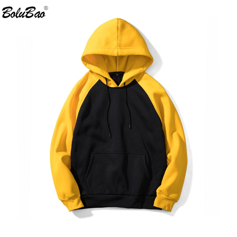 Patchwork Hoodie Men  Solid Slim Fit Casual Hoodie