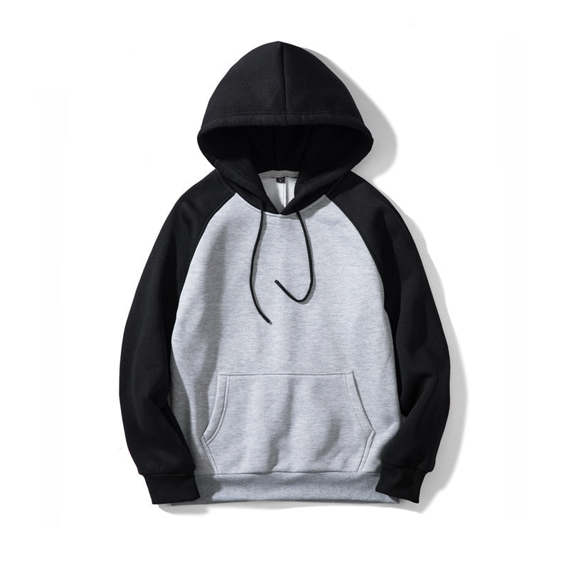 Patchwork Hoodie Men  Solid Slim Fit Casual Hoodie