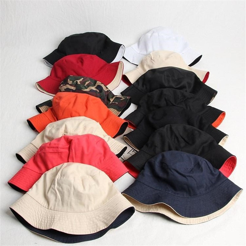 solid Double sided Bucket Hat for Men and Women