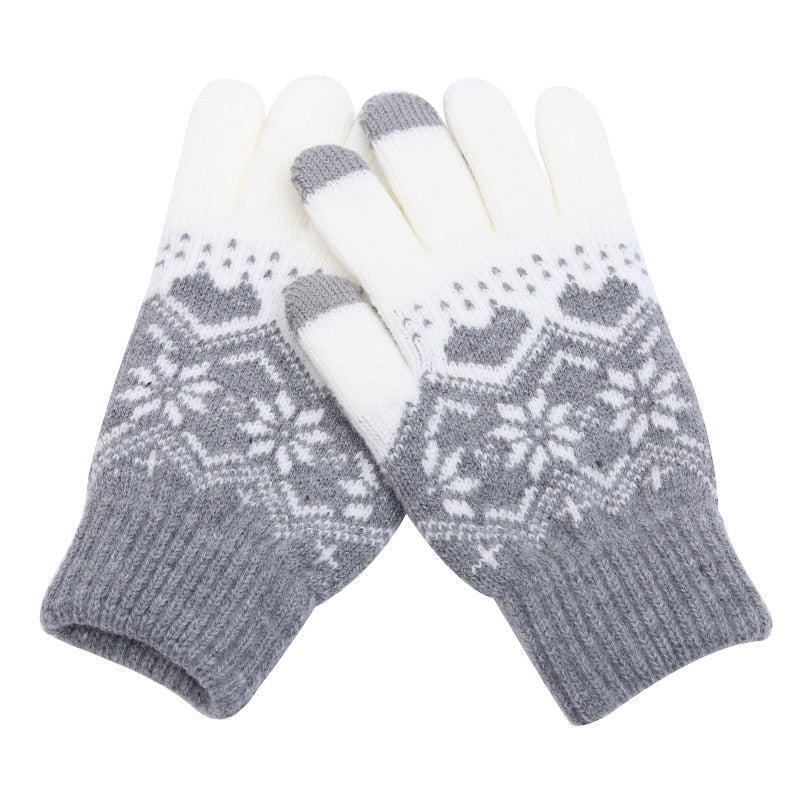 Winter Men/Women Warm Jacquard Stretch Knit Gloves Solid Magic