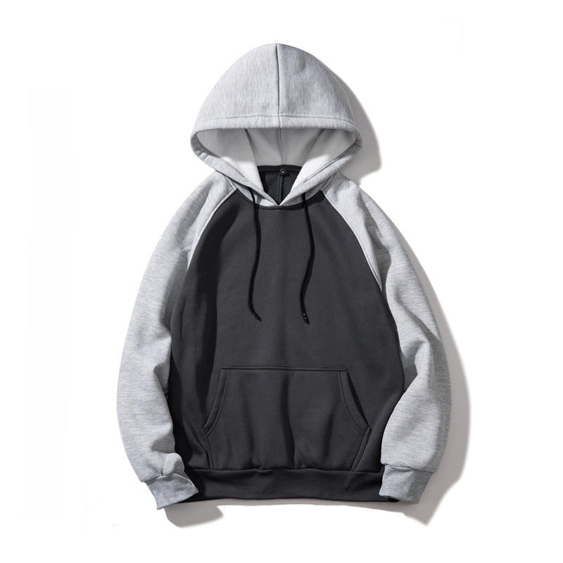 Patchwork Hoodie Men  Solid Slim Fit Casual Hoodie