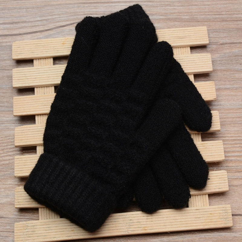 Winter Men/Women Warm Jacquard Stretch Knit Gloves Solid Magic