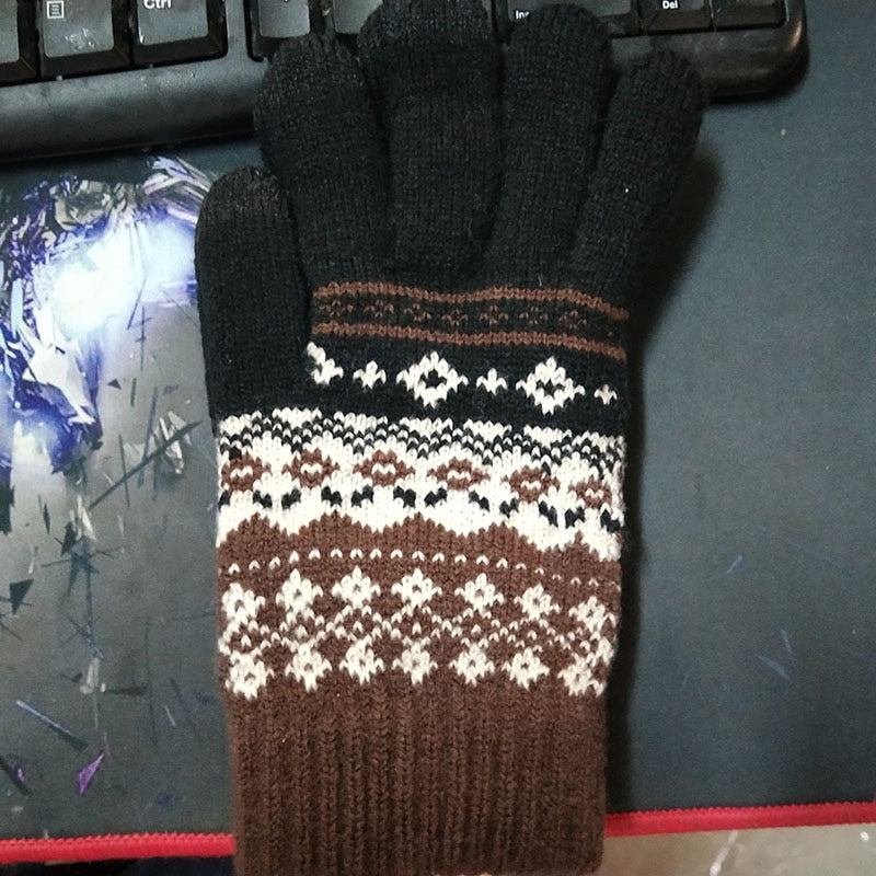 Winter Men/Women Warm Jacquard Stretch Knit Gloves Solid Magic