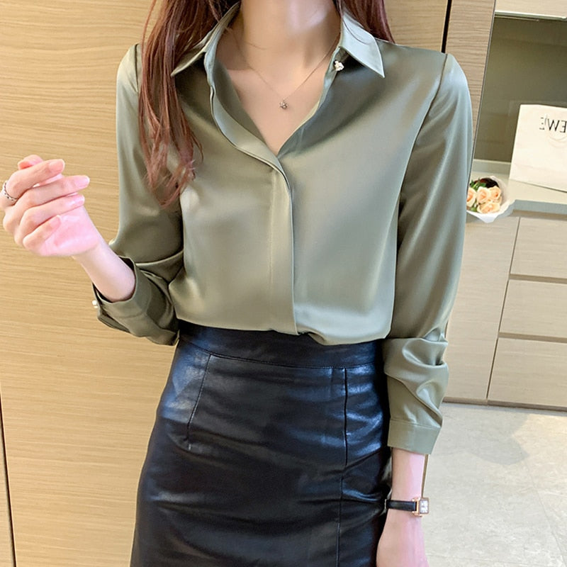 Silk Shirts Women Long Sleeve Shirts Blouses