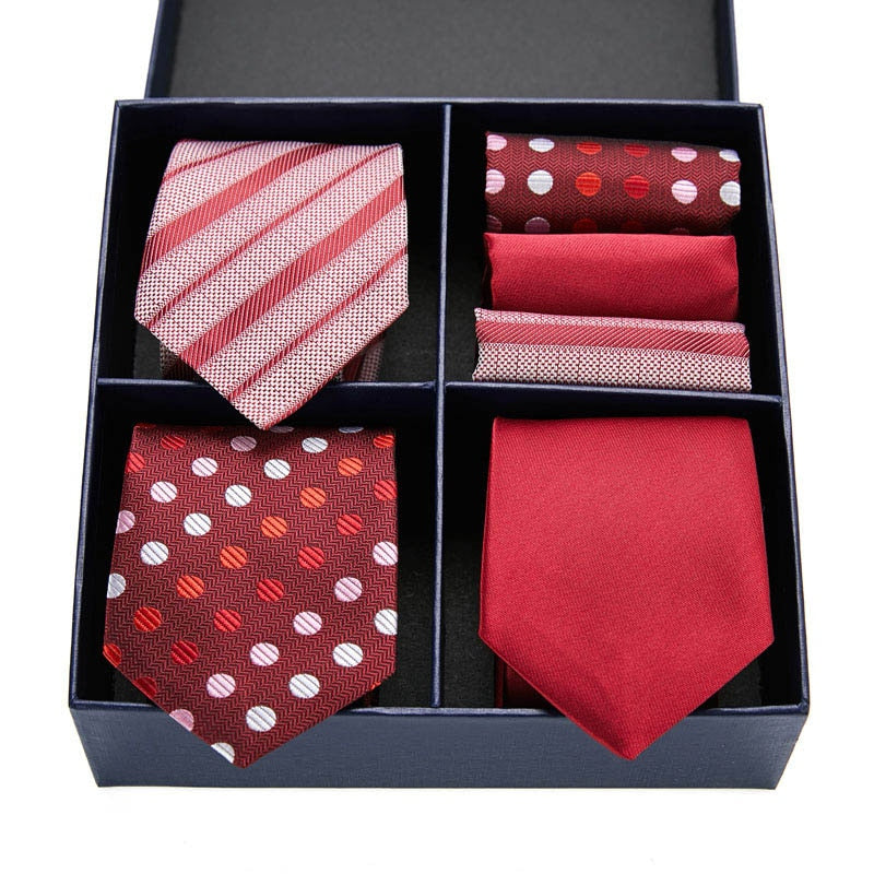 Gift box packing Silk Ties For Men Novelty Hanky  Set 3 Styles