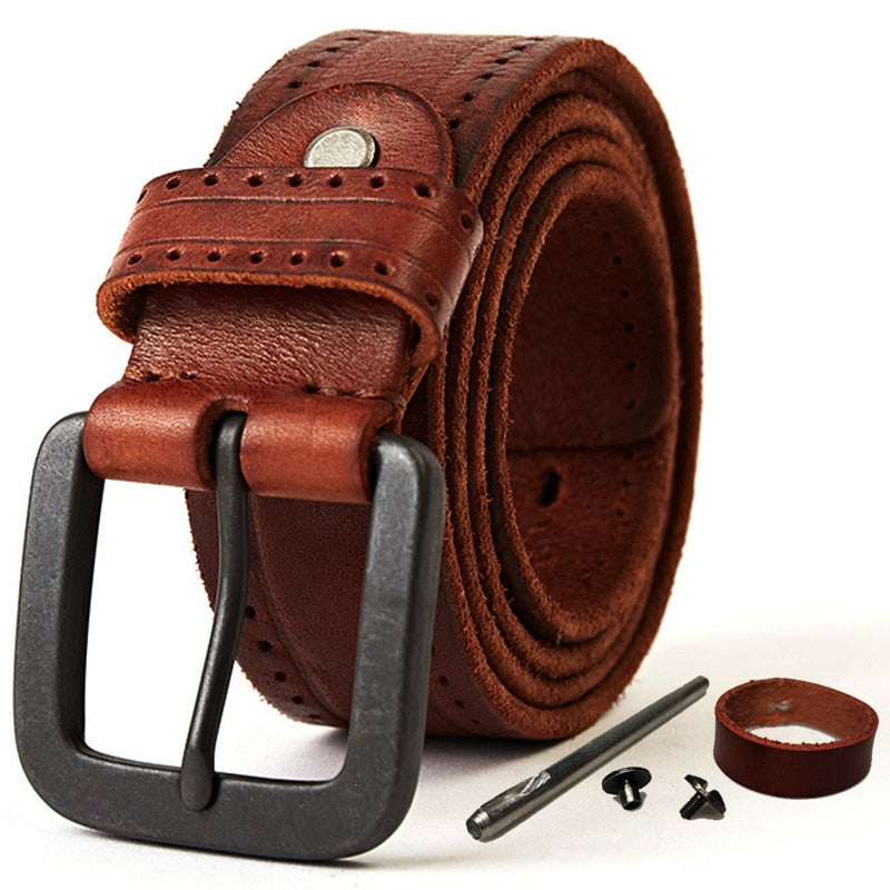 MEDYLA Natural Leather Belt Hard Metal Buckle Original Leather Belt Accessories