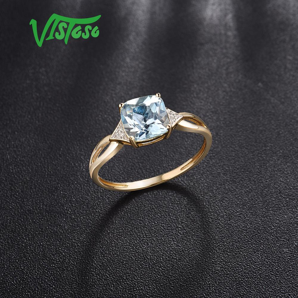 VISTOSO 14K 585 Yellow Gold Ring Diamond Real Original Fine Jewelry