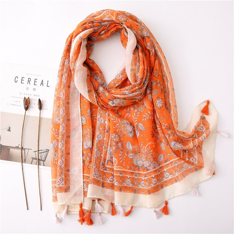 cotton scarf with tassel fashion wraps shawls hijabs