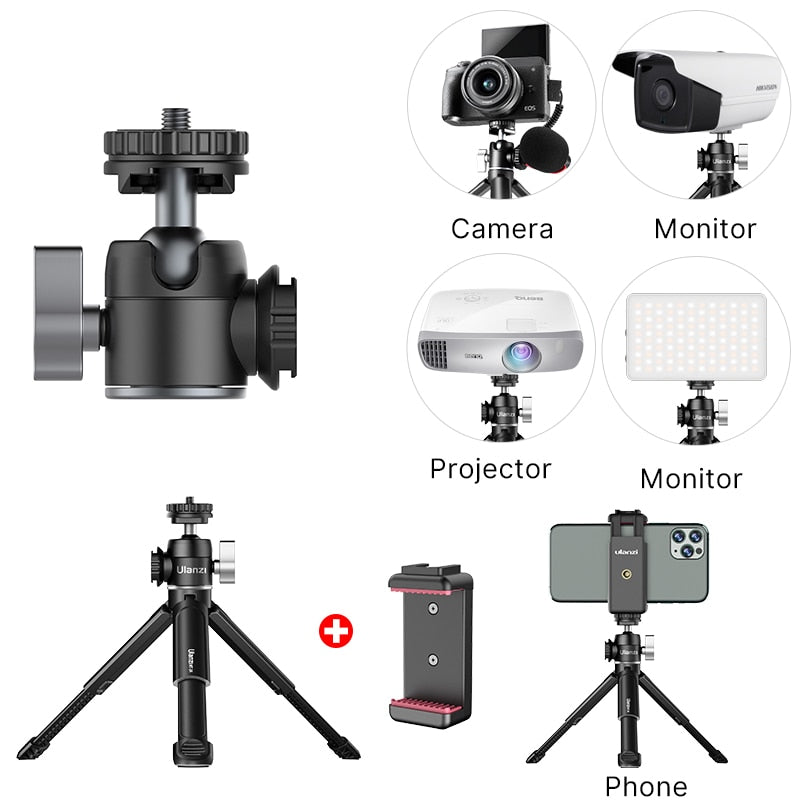 Ulanzi U-Vlog lite Mini Tripod with 360° Ball Head  Tabletop Tripod for Camera iPhone Android Phone