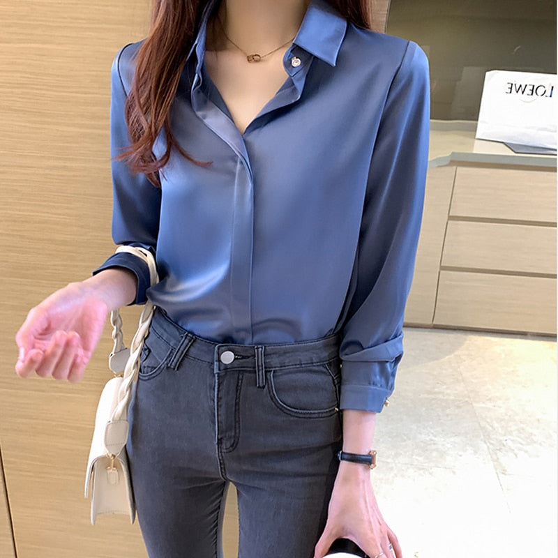 Silk Shirts Women Long Sleeve Shirts Blouses