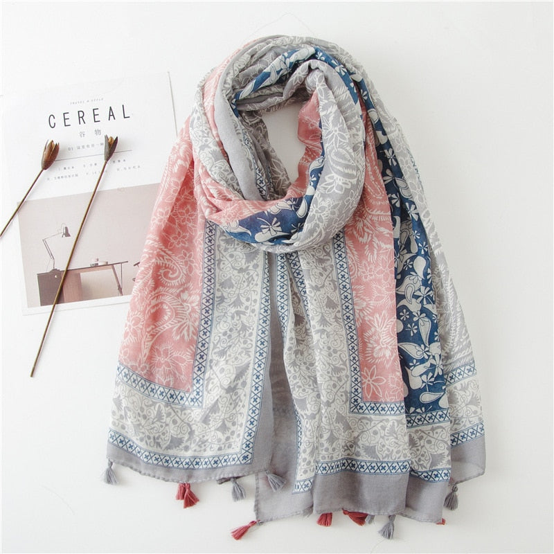 cotton scarf with tassel fashion wraps shawls hijabs