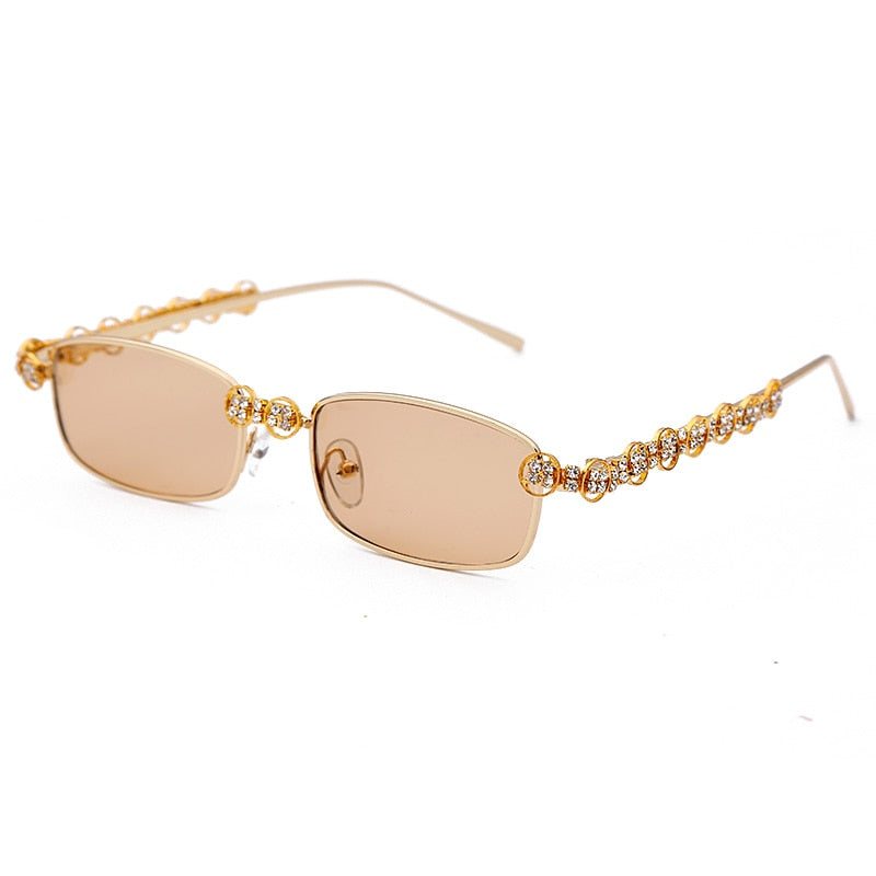 Rectangle Rhinestone  Steampunk Diamond Sun Glasses Crystal Vintage