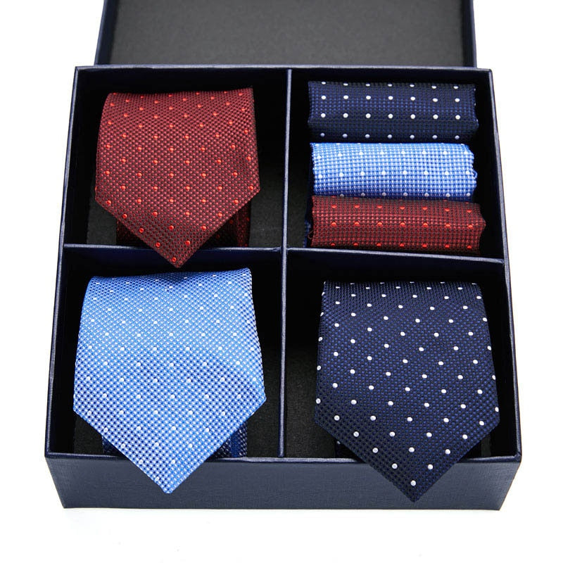 Gift box packing Silk Ties For Men Novelty Hanky  Set 3 Styles