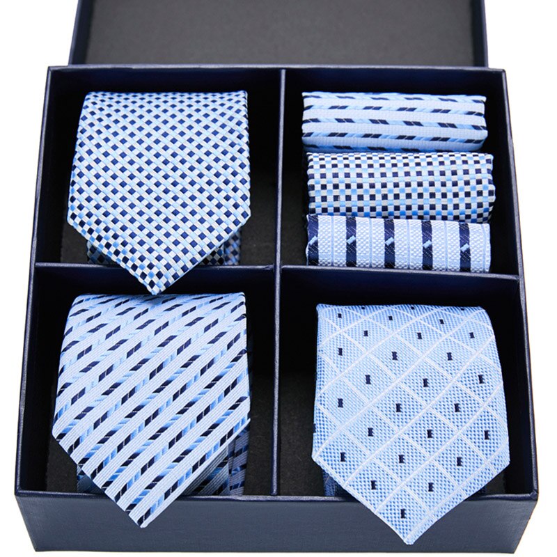 Gift box packing Silk Ties For Men Novelty Hanky  Set 3 Styles