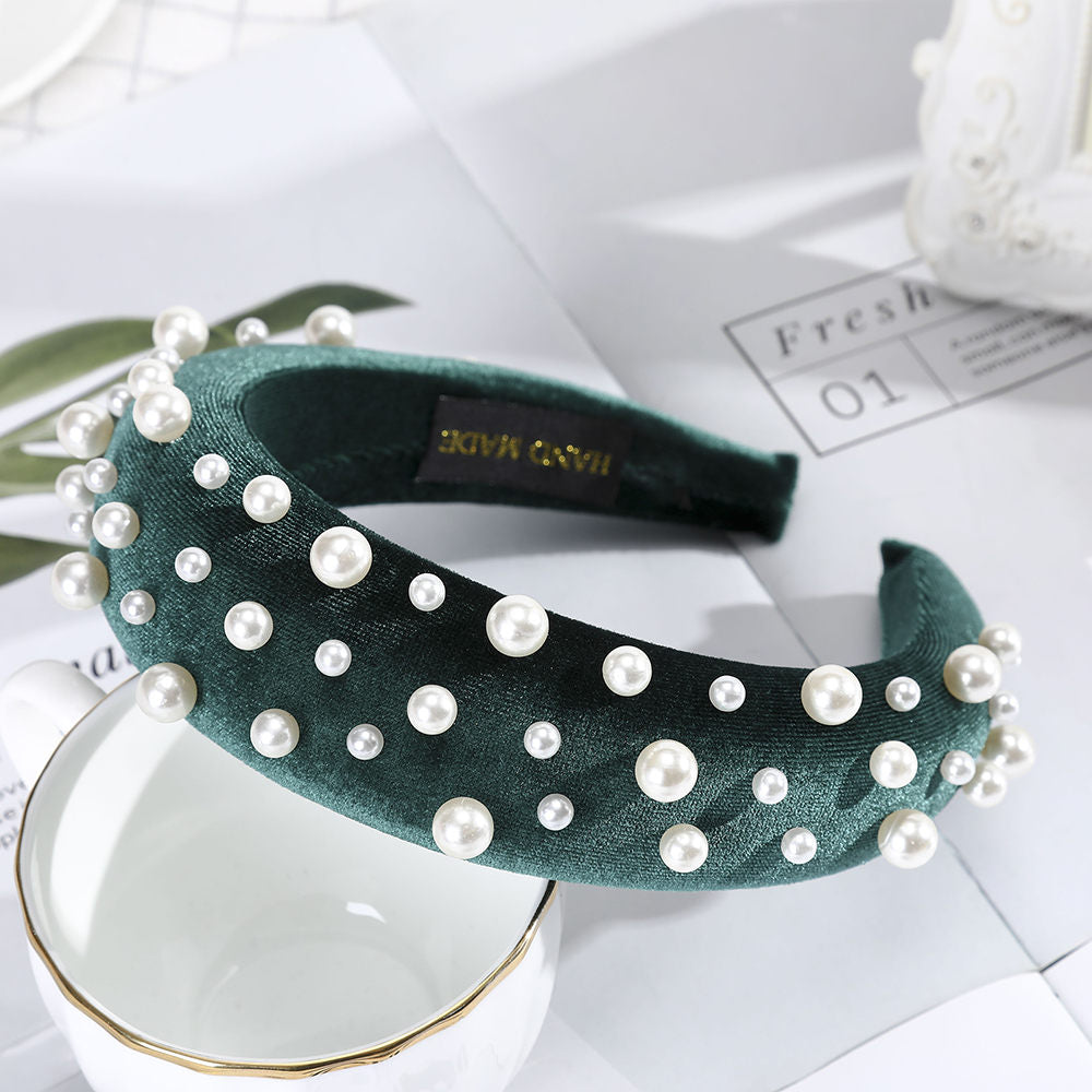 AWAYTR Fashion Pearl Thickening Velvet Headbands