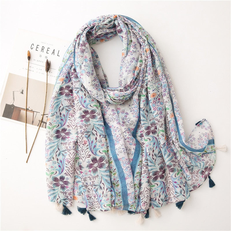 cotton scarf with tassel fashion wraps shawls hijabs