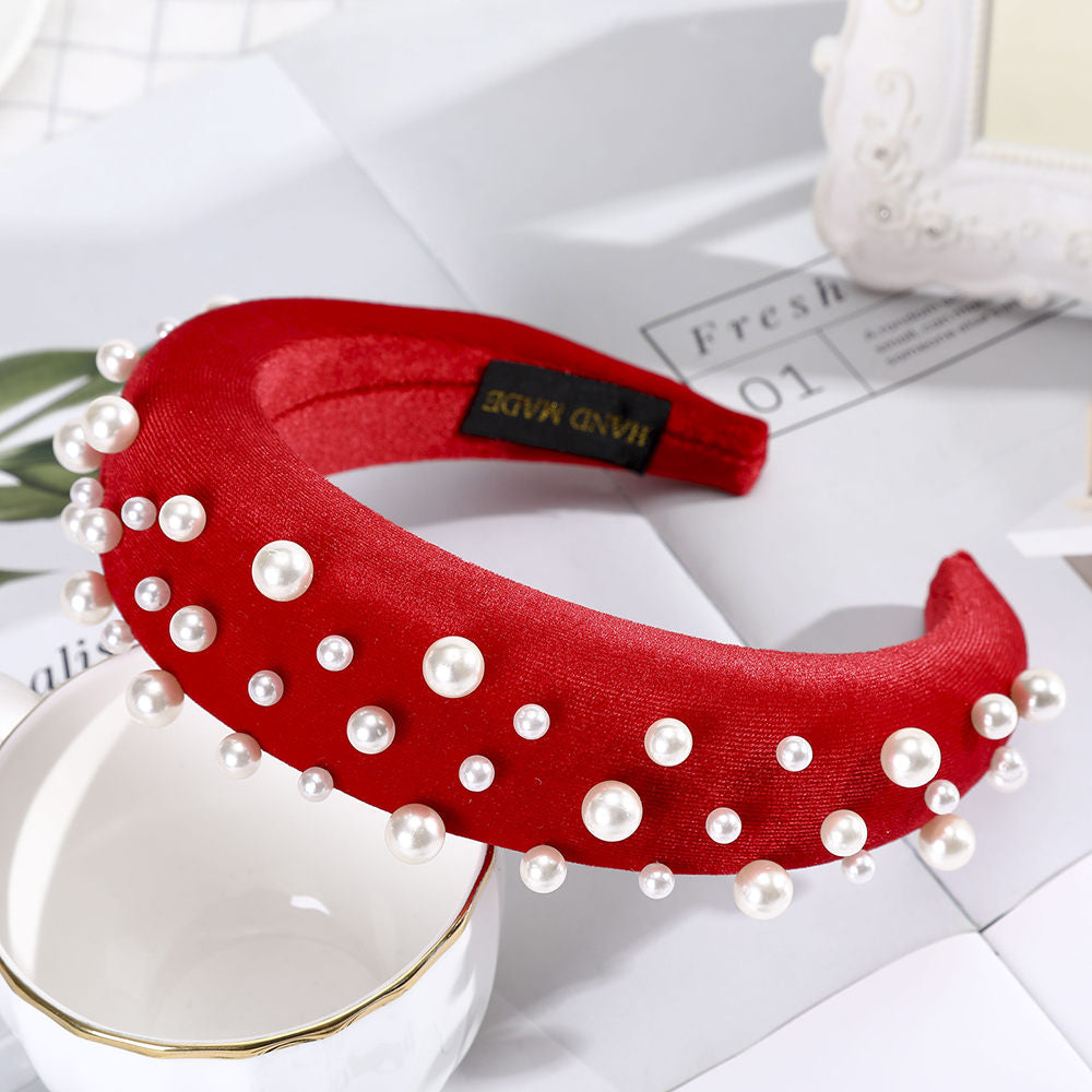 AWAYTR Fashion Pearl Thickening Velvet Headbands