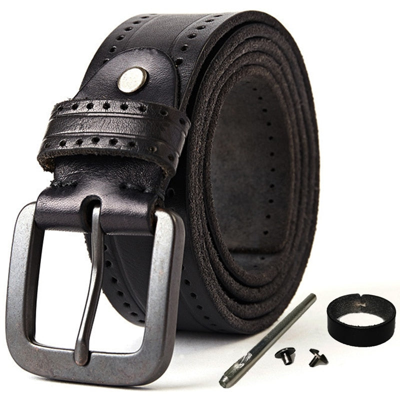 MEDYLA Natural Leather Belt Hard Metal Buckle Original Leather Belt Accessories