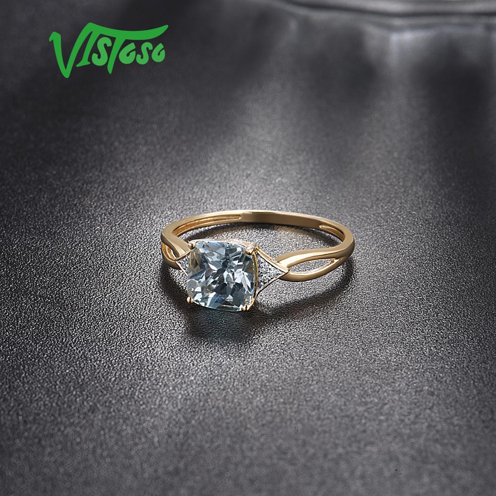 VISTOSO 14K 585 Yellow Gold Ring Diamond Real Original Fine Jewelry