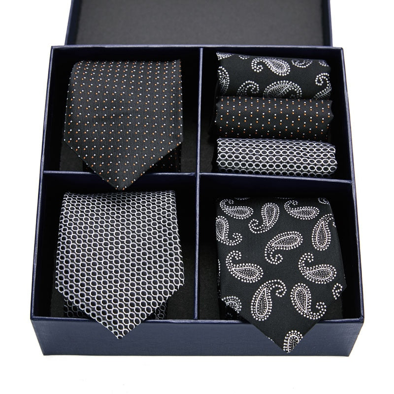 Gift box packing Silk Ties For Men Novelty Hanky  Set 3 Styles