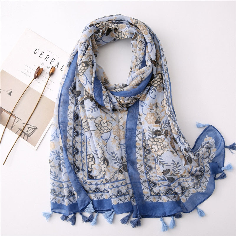 cotton scarf with tassel fashion wraps shawls hijabs