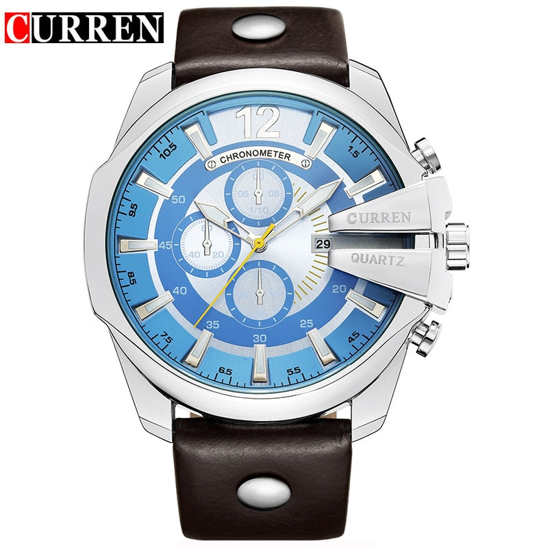 CURREN Top Brand Luxury Quartz Watch Golden Male Clock Leather Hodinky Reloj Hombre