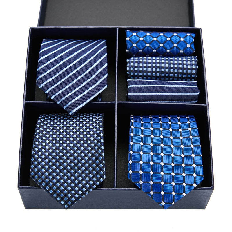 Gift box packing Silk Ties For Men Novelty Hanky  Set 3 Styles