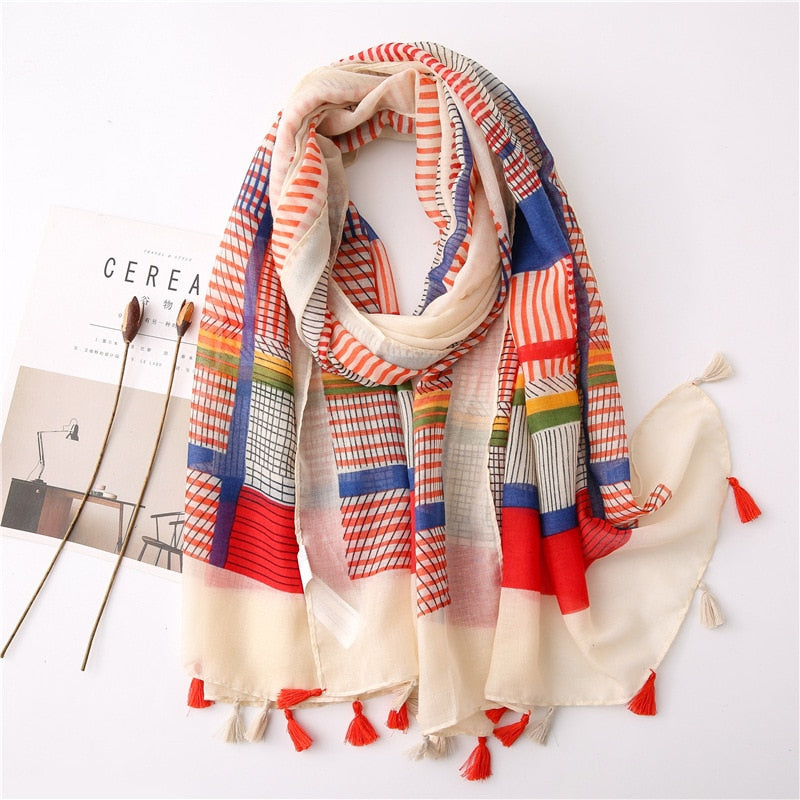 cotton scarf with tassel fashion wraps shawls hijabs