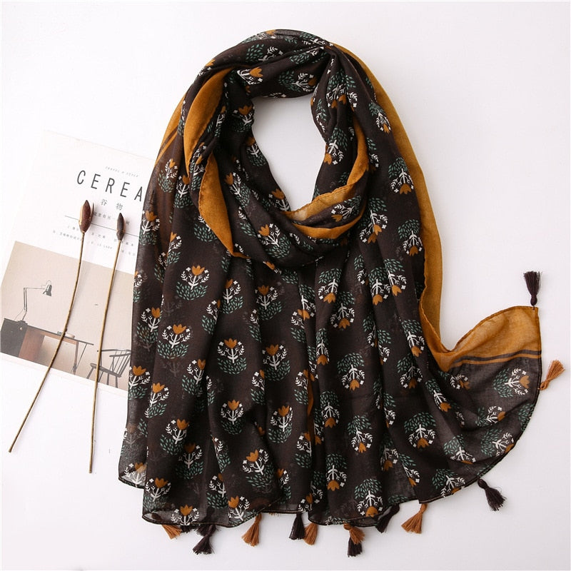 cotton scarf with tassel fashion wraps shawls hijabs