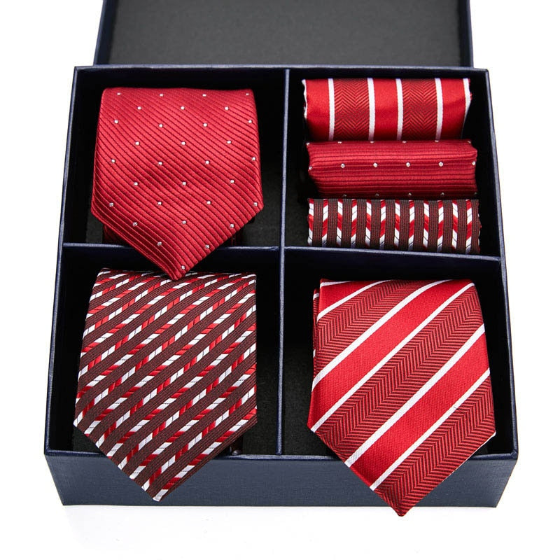 Gift box packing Silk Ties For Men Novelty Hanky  Set 3 Styles